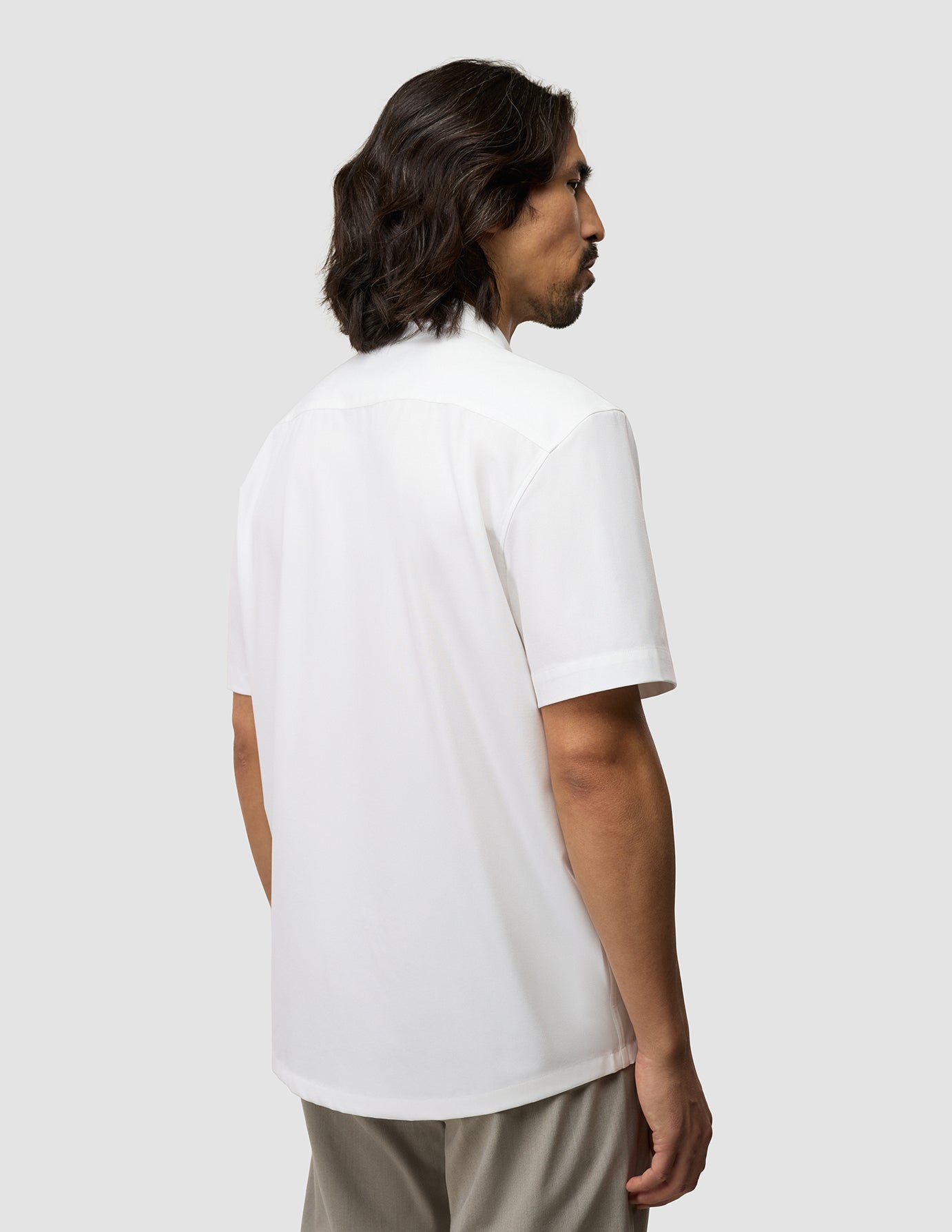 Tech Linen Bowling Short Sleeve Shirt Pure White